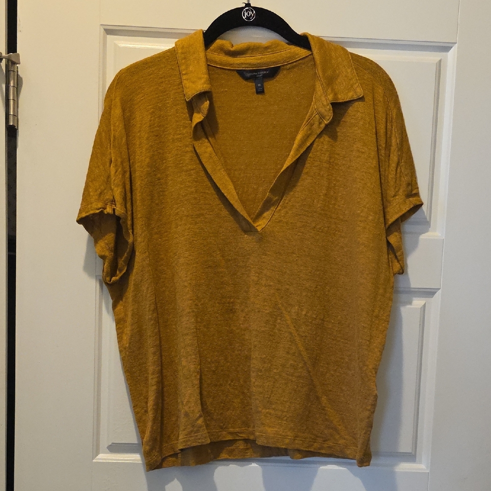 Banana Republic Linen Top in Mustard